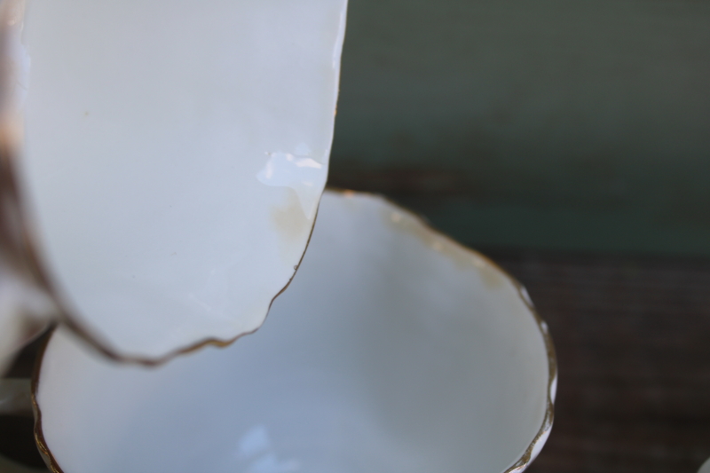 photo of set of 6 vintage Aynsley England bone china embossed tea cups, pink & yellow roses floral  #4