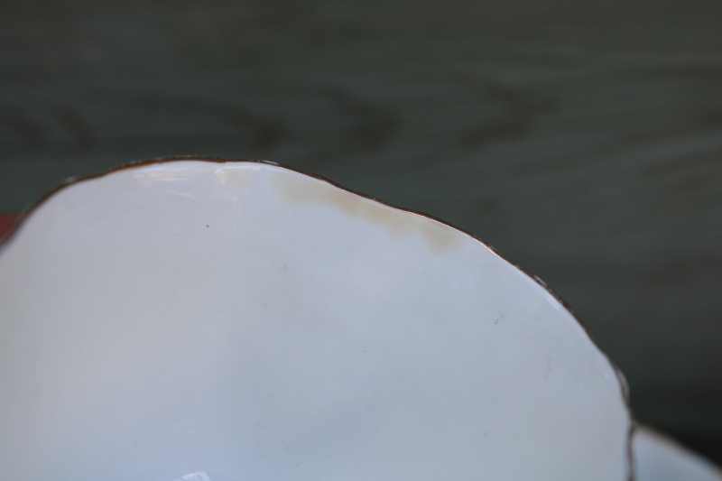 photo of set of 6 vintage Aynsley England bone china embossed tea cups, pink & yellow roses floral  #5