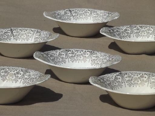 photo of set of 6 vintage colonial couple handled soup bowls, Radission / W S George #3