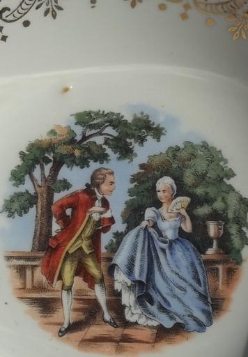photo of set of 6 vintage colonial couple handled soup bowls, Radission / W S George #7