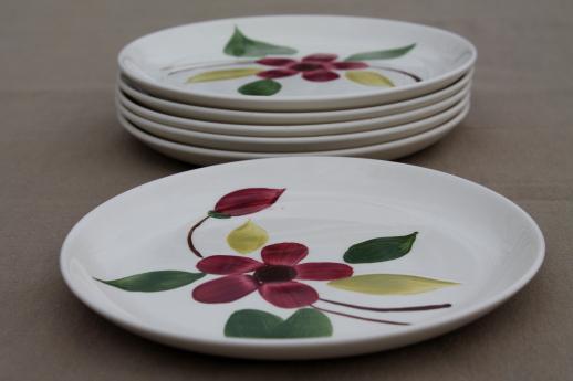 photo of set of 6 vintage hand-painted pottery cake & pie plates, Blue Ridge or Stetson? #2