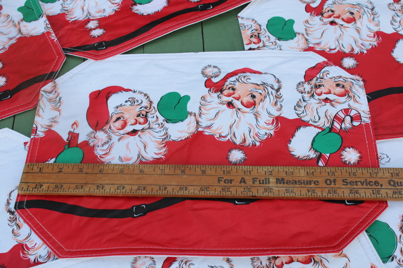 photo of set of 8 80s vintage vinyl placemats retro Santa Claus print for Christmas party table, holiday decor  #2