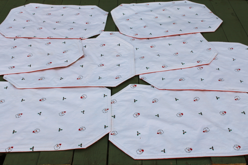 photo of set of 8 80s vintage vinyl placemats retro Santa Claus print for Christmas party table, holiday decor  #6