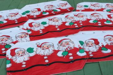 catalog photo of set of 8 80s vintage vinyl placemats retro Santa Claus print for Christmas party table, holiday decor