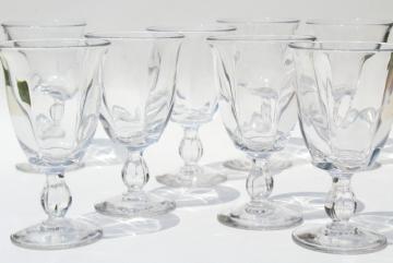 catalog photo of set of 8 Duncan & Miller Canterbury crystal clear goblets, wine or water glasses 