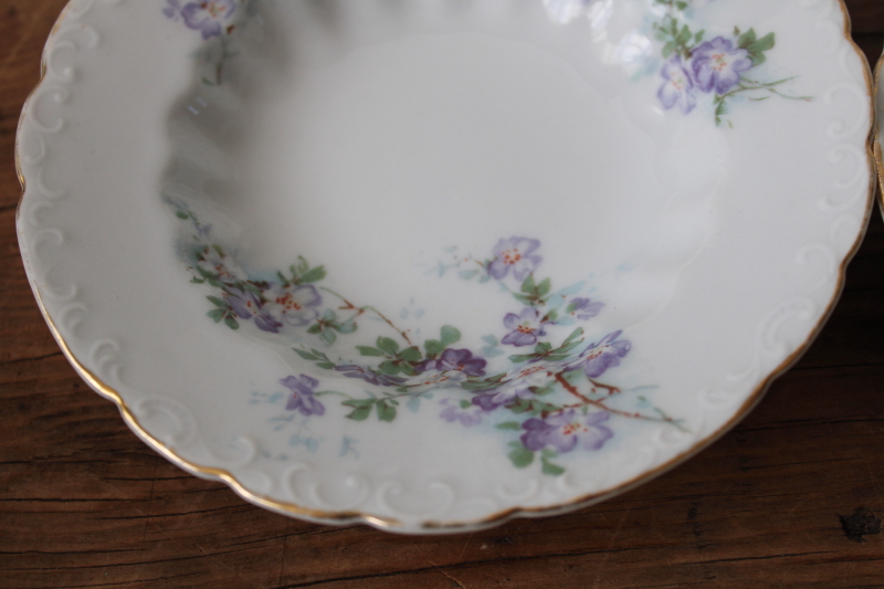 photo of set of 8 antique vintage Austria china fruit bowls or dessert dishes w/ lavender flowers  #3