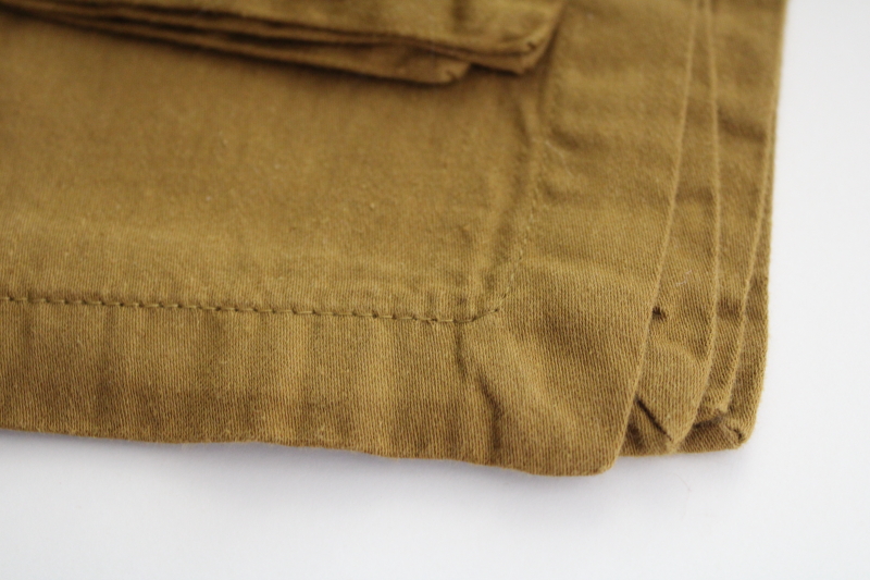 photo of set of 8 cotton napkins, deep khaki dark golden curry mustard brown solid color #2