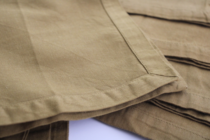 photo of set of 8 cotton napkins, deep khaki dark golden curry mustard brown solid color #3