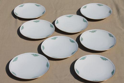 photo of set of 8 old Bavaria china plates w/ hand painted blue forget-me-nots #1