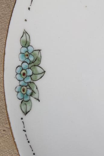 photo of set of 8 old Bavaria china plates w/ hand painted blue forget-me-nots #5