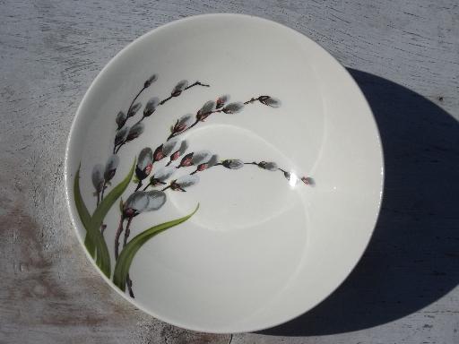 photo of set of 8 pussy willow print fruit bowls, 50s vintage W S George china #2