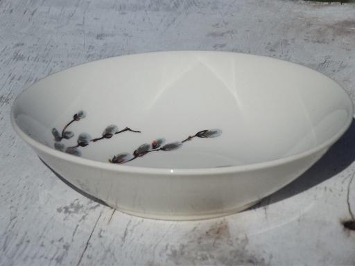 photo of set of 8 pussy willow print fruit bowls, 50s vintage W S George china #3