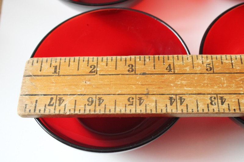 photo of set of 8 red glass fruit bowls or dessert dishes, vintage Anchor Hocking Royal Ruby glass  #4