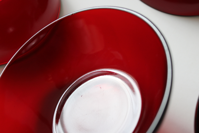 photo of set of 8 red glass fruit bowls or dessert dishes, vintage Anchor Hocking Royal Ruby glass  #6