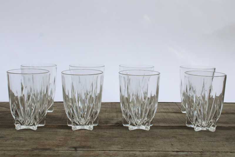 photo of set of 8 star pattern clear glass tumblers, vintage Federal glass juice glasses five pointed star shape foot  #1