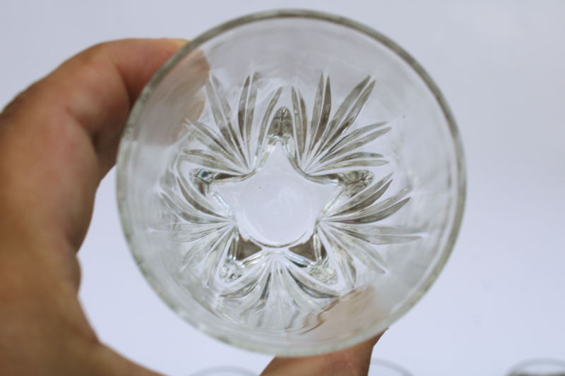 photo of set of 8 star pattern clear glass tumblers, vintage Federal glass juice glasses five pointed star shape foot  #2