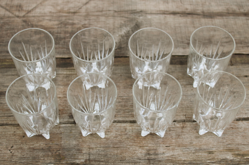 photo of set of 8 star pattern clear glass tumblers, vintage Federal glass juice glasses five pointed star shape foot  #3