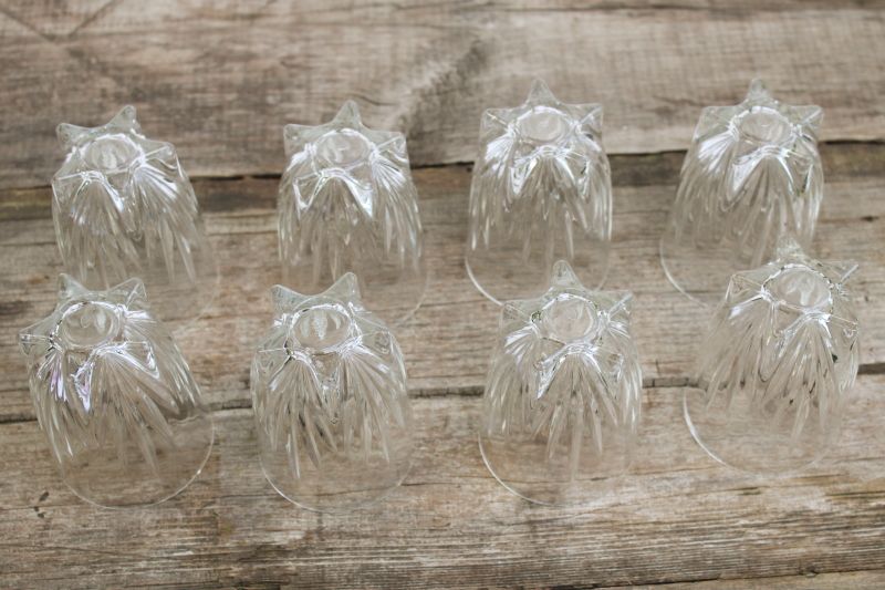 photo of set of 8 star pattern clear glass tumblers, vintage Federal glass juice glasses five pointed star shape foot  #4