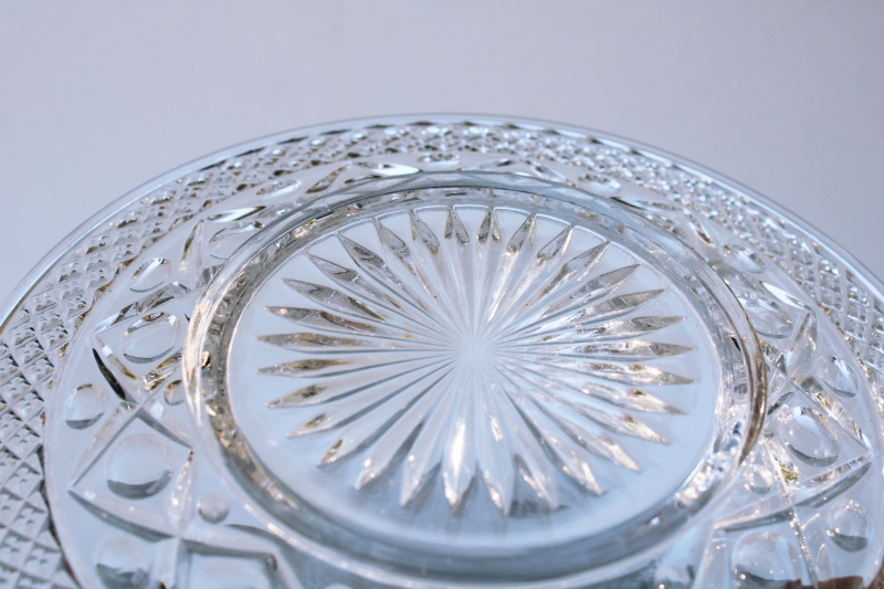 photo of set of 8 vintage Cape Cod Imperial glass salad plates, crystal clear pressed glass #3