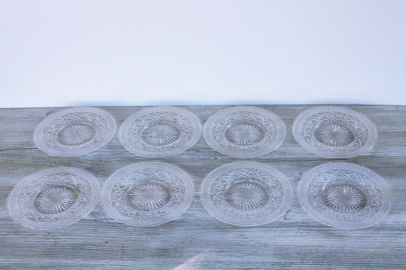 photo of set of 8 vintage Cape Cod Imperial glass salad plates, crystal clear pressed glass #4