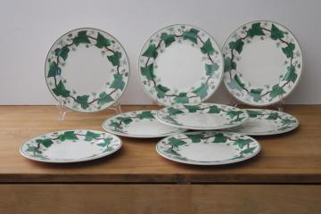 catalog photo of set of 8 vintage Wedgwood china luncheon plates Napoleon Ivy pattern Queens Ware 1950s