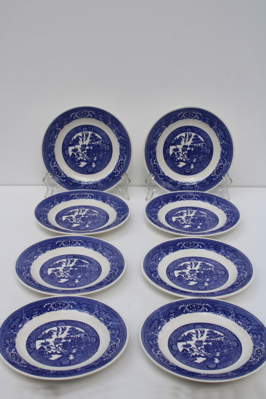 photo of set of 8 vintage blue willow china salad or dessert plates, never used excellent condition  #1