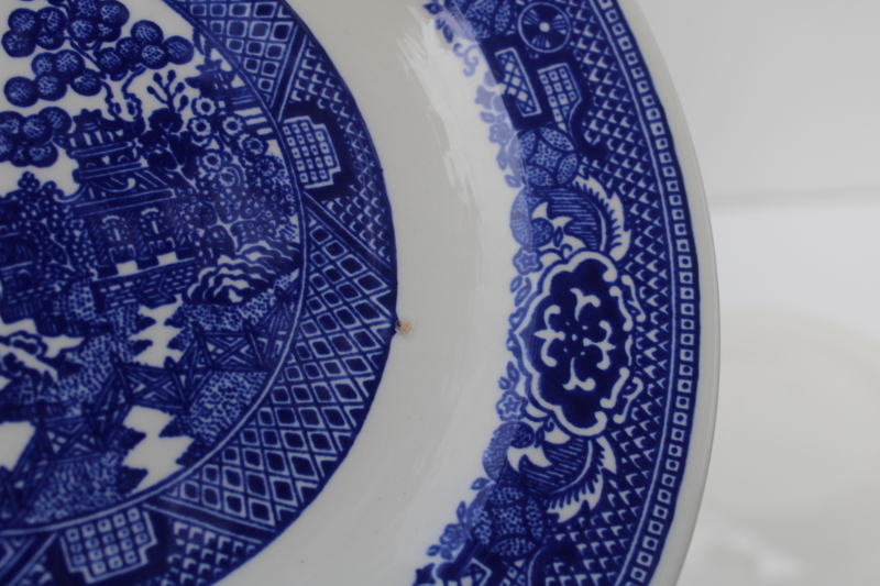 photo of set of 8 vintage blue willow china salad or dessert plates, never used excellent condition  #6