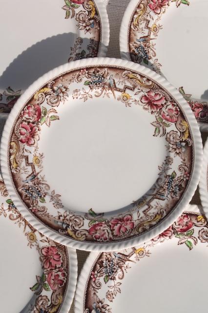 photo of set of 8 vintage dinner plates, Devonshire Johnson Brothers transferware china #3