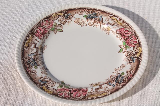 photo of set of 8 vintage dinner plates, Devonshire Johnson Brothers transferware china #4