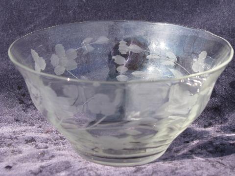 photo of set of 8 vintage grey cut elegant glass sauce or dessert bowls, Tiffin or Seneca? #2