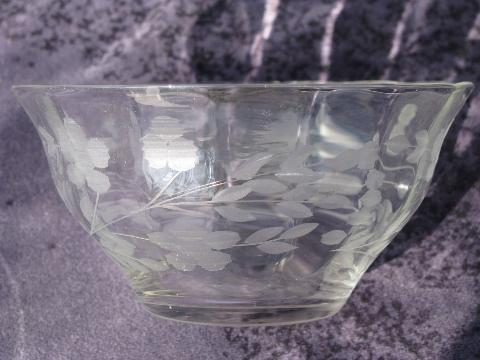 photo of set of 8 vintage grey cut elegant glass sauce or dessert bowls, Tiffin or Seneca? #3