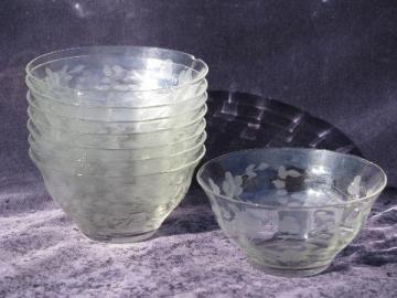 catalog photo of set of 8 vintage grey cut elegant glass sauce or dessert bowls, Tiffin or Seneca?