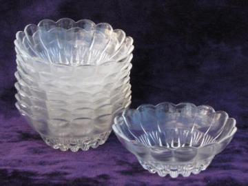 catalog photo of set of 8 vintage pressed pattern glass ice cream dishes, fruit dessert bowls