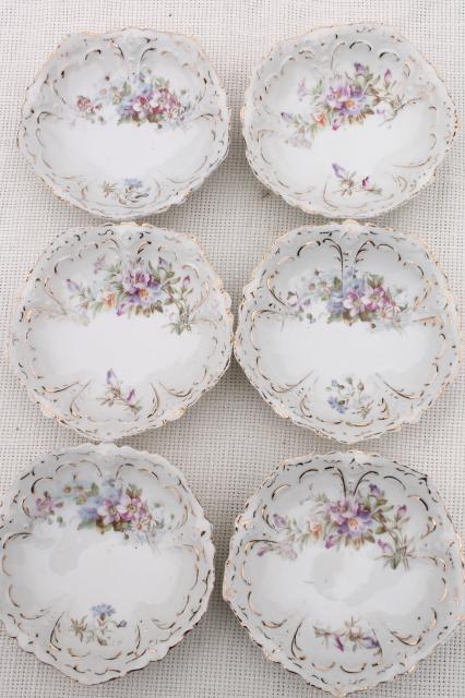 photo of set of antique German china berry bowls or dessert dishes, early 1900s vintage #1