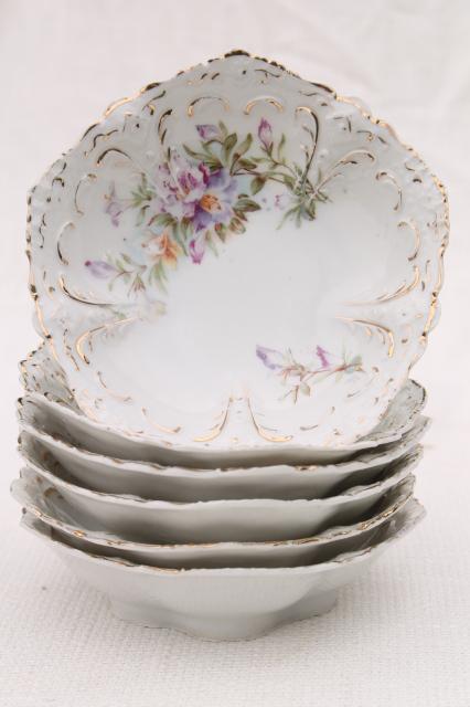 photo of set of antique German china berry bowls or dessert dishes, early 1900s vintage #2