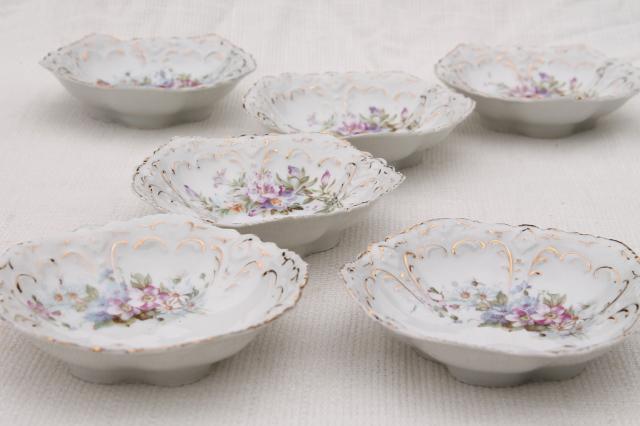 photo of set of antique German china berry bowls or dessert dishes, early 1900s vintage #3