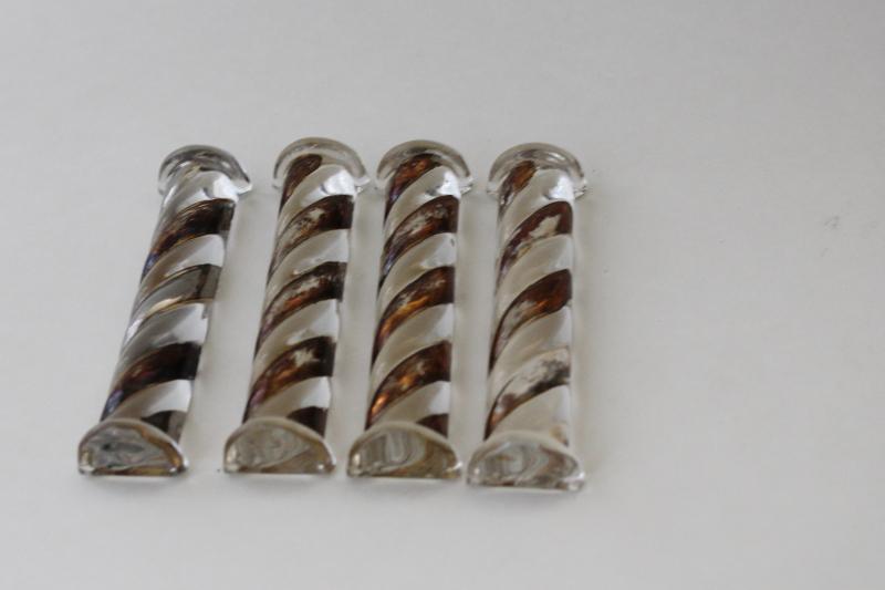 photo of set of art deco vintage glass knife rests, crystal w/ hand painted gold #6