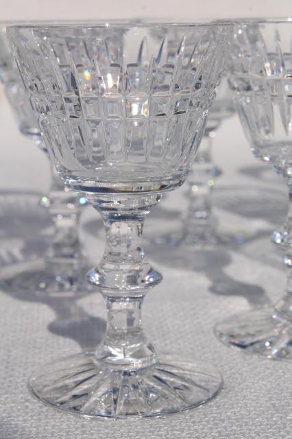 photo of set of eight cut crystal wine glass or cocktail glasses, vintage stemware #2