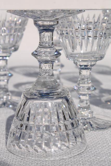 photo of set of eight cut crystal wine glass or cocktail glasses, vintage stemware #3