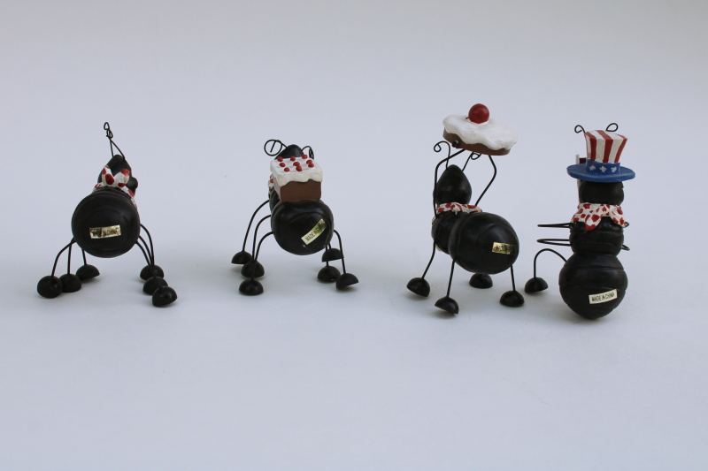 photo of set of four picnic ants resin figurines, country primitive folk art style summer decor  #5