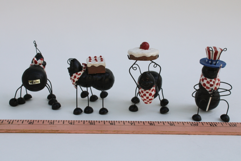 photo of set of four picnic ants resin figurines, country primitive folk art style summer decor  #6