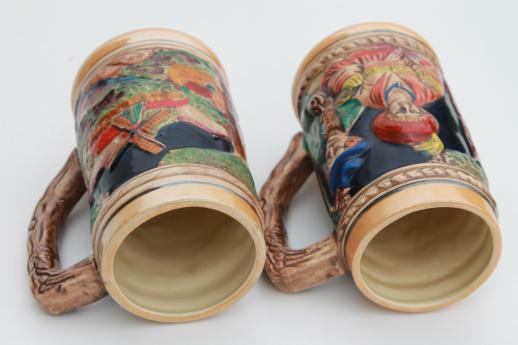 photo of set of hand-painted ceramic beer steins marked Austria, 60s or 70s vintage? #4