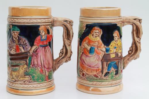 photo of set of hand-painted ceramic beer steins marked Austria, 60s or 70s vintage? #6