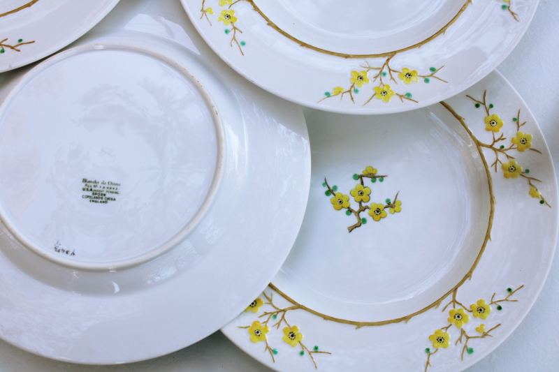 photo of set of plates vintage Spode Geisha plum or cherry blossom hand painted Blanche de Chine #3