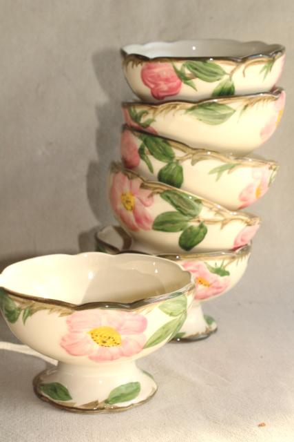 photo of set of six dessert dishes, footed sherbets Desert Rose pattern vintage USA Franciscan pottery #5