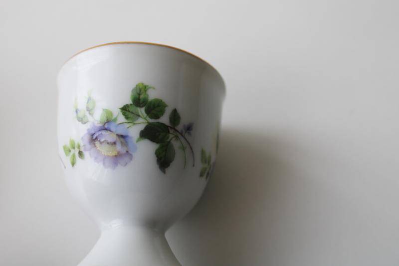 photo of set of six vintage china egg cups, mismatched floral patterns, cottage chic Easter #7