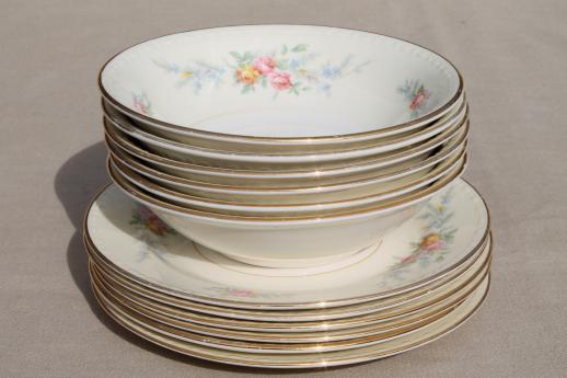 photo of set of small plates & bowls, vintage Homer Laughlin china Cashmere floral Eggshell Georgian #2