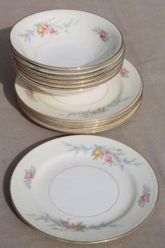 catalog photo of set of small plates & bowls, vintage Homer Laughlin china Cashmere floral Eggshell Georgian