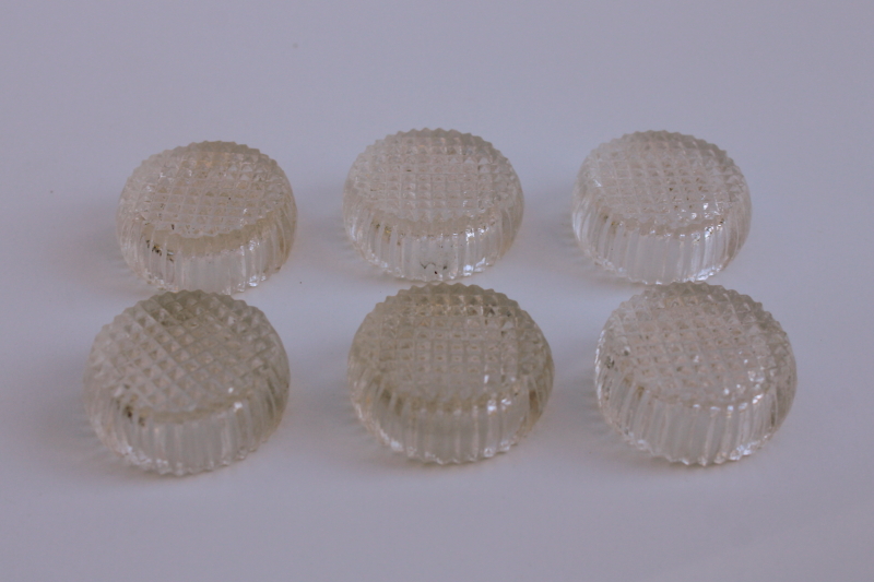 photo of set of tiny salt cellars, miniature fingertip size salt dip dishes vintage pressed glass  #3