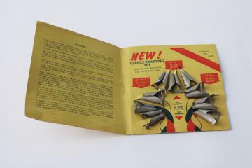 catalog photo of set of tools for braiding rugs, braid aid metal cones for light, medium, heavy fabric